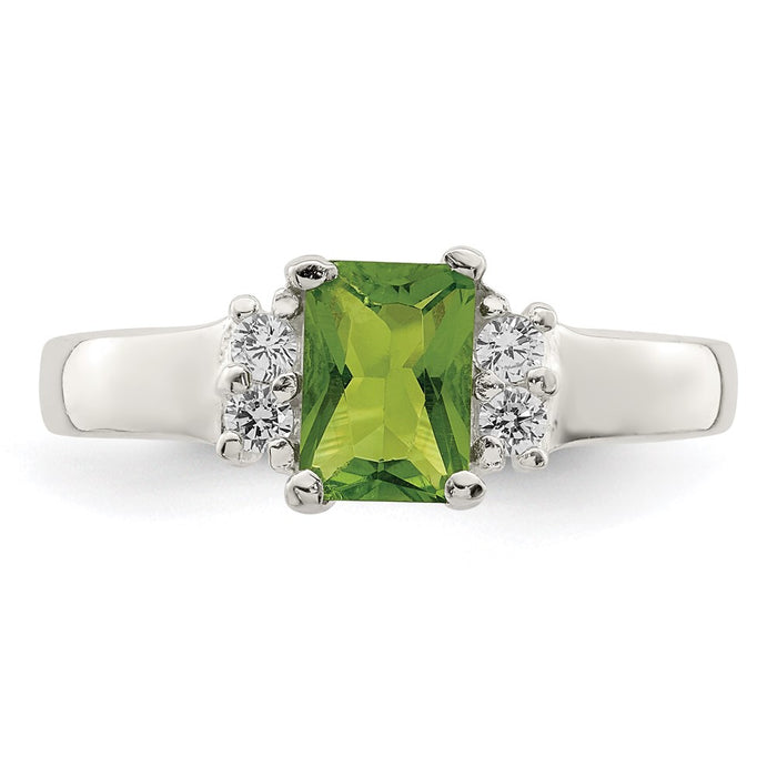 Buy Stylish Sterling Silver Lime Green & White Cubic Zirconia Ring - 14mm-4