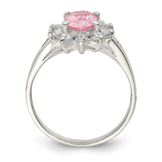 Buy Exclusive Sterling Silver Pink Oval Cubic Zirconia Cluster Ring - Stylish Value