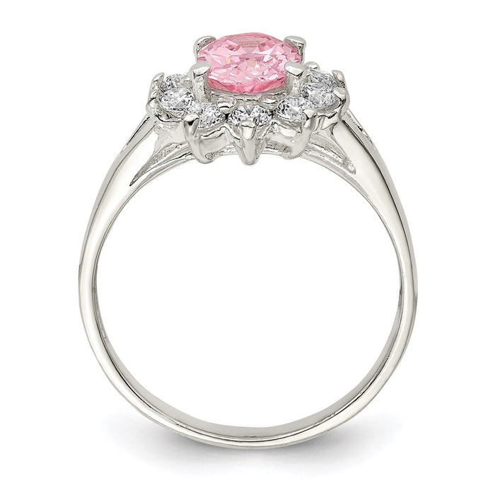 Buy Exclusive Sterling Silver Pink Oval Cubic Zirconia Cluster Ring - Stylish Value-2