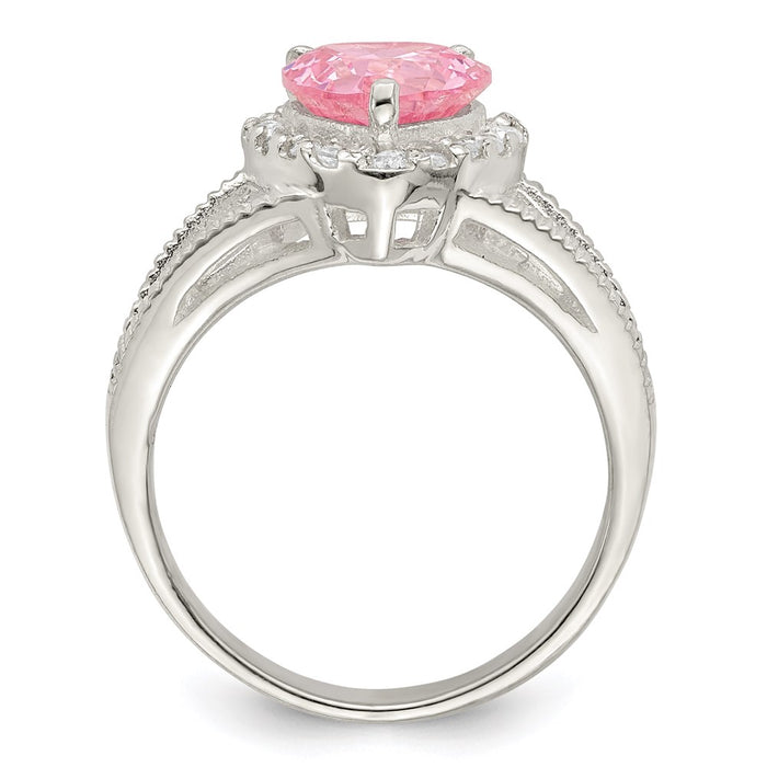 Shop Exclusive Sterling Silver Heart Ring with Pink CZ - Stylish Value!-2