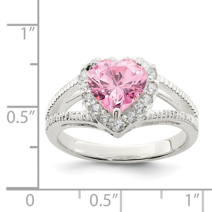 Buy Exclusive Sterling Silver Heart Ring with Pink CZ - Stylish & Affordable!-3