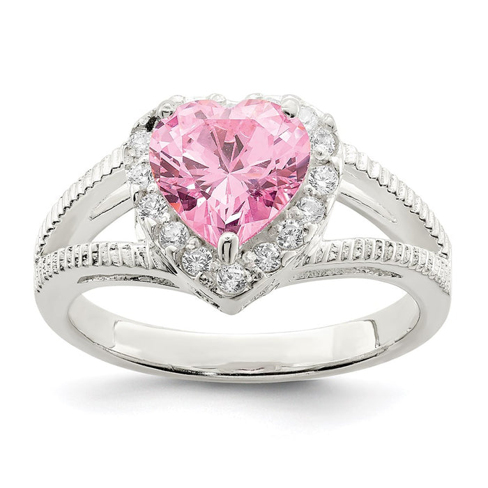 Shop Exclusive Sterling Silver Heart Ring with Pink CZ - Stylish Value!-1