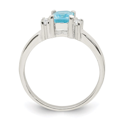 Buy Designer Sterling Silver Ring - 14K, Light Blue & White CZ, Affordable