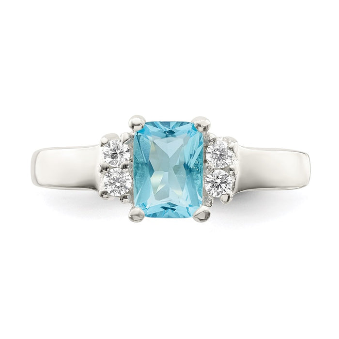 Buy Designer Sterling Silver Ring - 14K, Light Blue & White CZ, Affordable-4