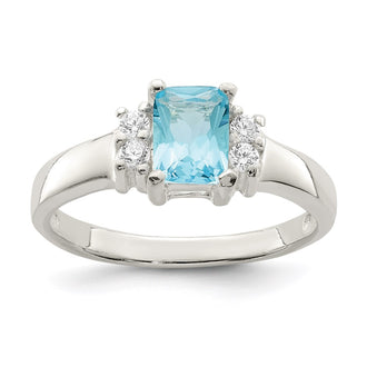 Buy Designer Sterling Silver Ring - 14K, Light Blue & White CZ, Affordable