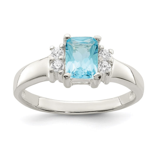 Buy Designer Sterling Silver Ring - 14K, Light Blue & White CZ, Affordable