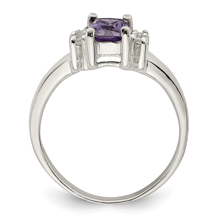 Order Stylish Sterling Silver Ring with Purple & White Cubic Zirconia-2