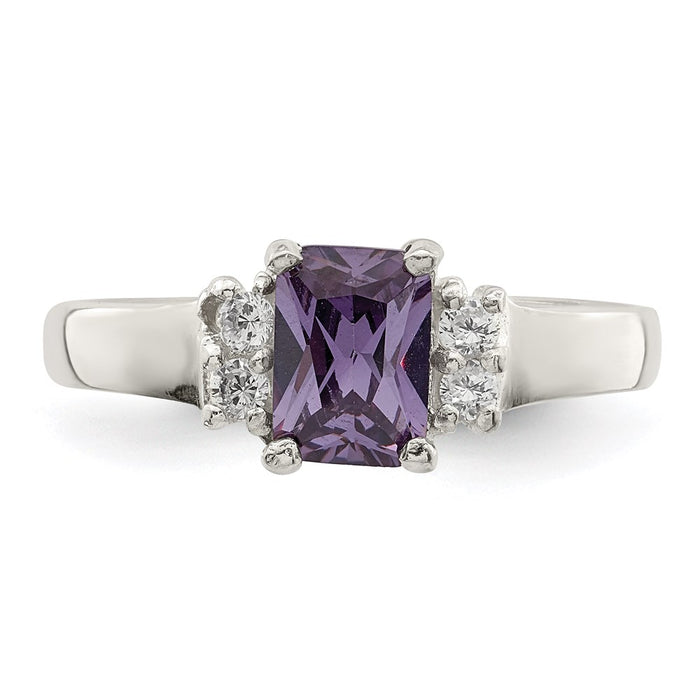 High-Quality Sterling Silver Ring with Purple & White Cubic Zirconia - Stylish Value-4