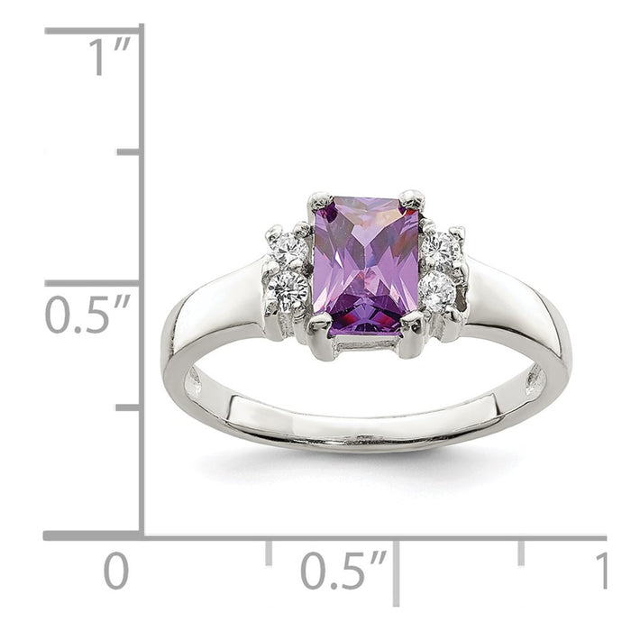 Order Stylish Sterling Silver Ring with Purple & White Cubic Zirconia-3