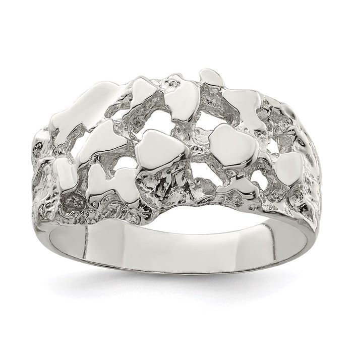 High-Quality Men's Nugget Ring in Sterling Silver - Stylish and Affordable!-1