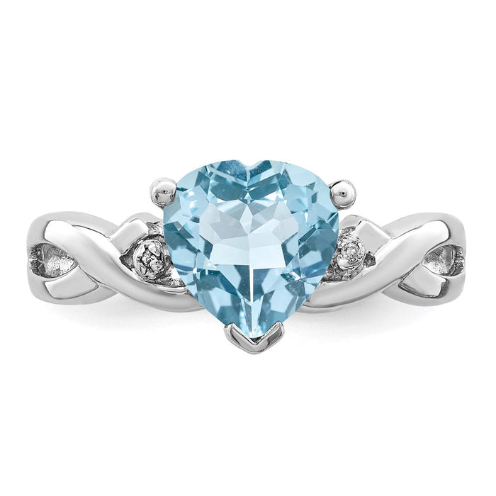 Buy Exclusive Rhodium-Plated Silver Heart Ring with Diamonds & Topaz - Stylish Value!-5