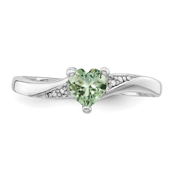 High-Quality Sterling Silver Rhodium-Plated Green Quartz & Diamond Ring - Stylish Value-4