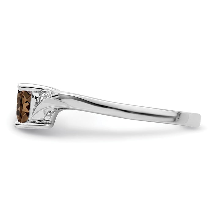 Buy Exclusive Sterling Silver Rhodium-Plated Smoky Quartz & Diamond Ring - Stylish Value!-3