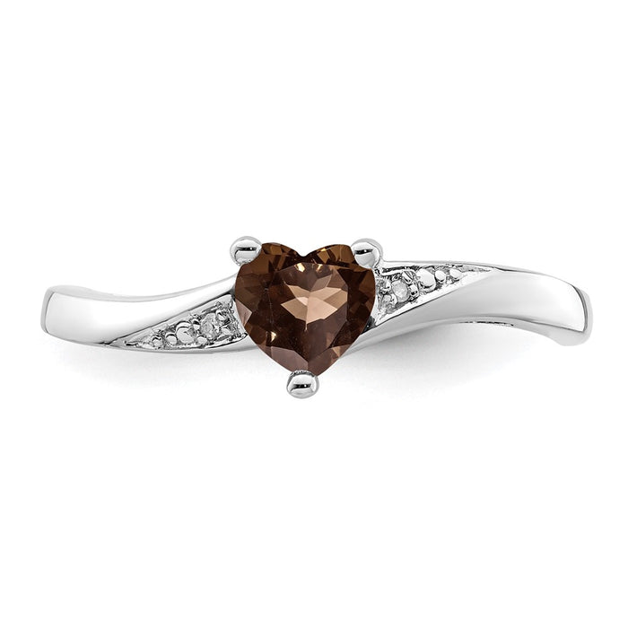 Buy Exclusive Sterling Silver Rhodium-Plated Smoky Quartz & Diamond Ring - Stylish Value!-4