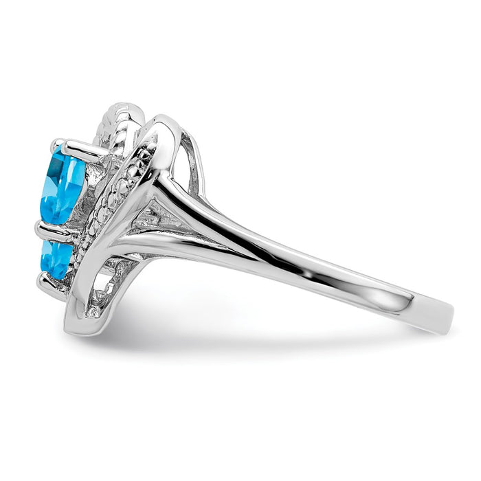 Shop Exclusive Rhodium-Plated Sterling Silver Blue Topaz & Diamond Ring - Affordable Luxury-4