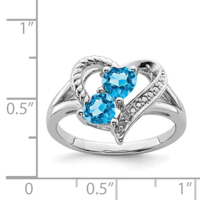 Shop Exclusive Rhodium-Plated Sterling Silver Blue Topaz & Diamond Ring - Affordable Luxury-3