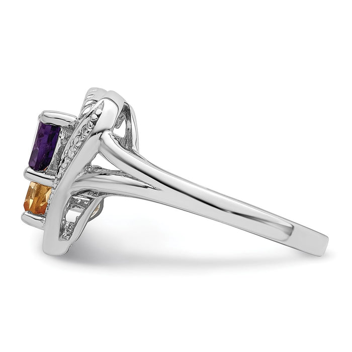 Buy Exclusive Sterling Silver Diamond Ring with Amethyst & Citrine - Affordable Luxury-4
