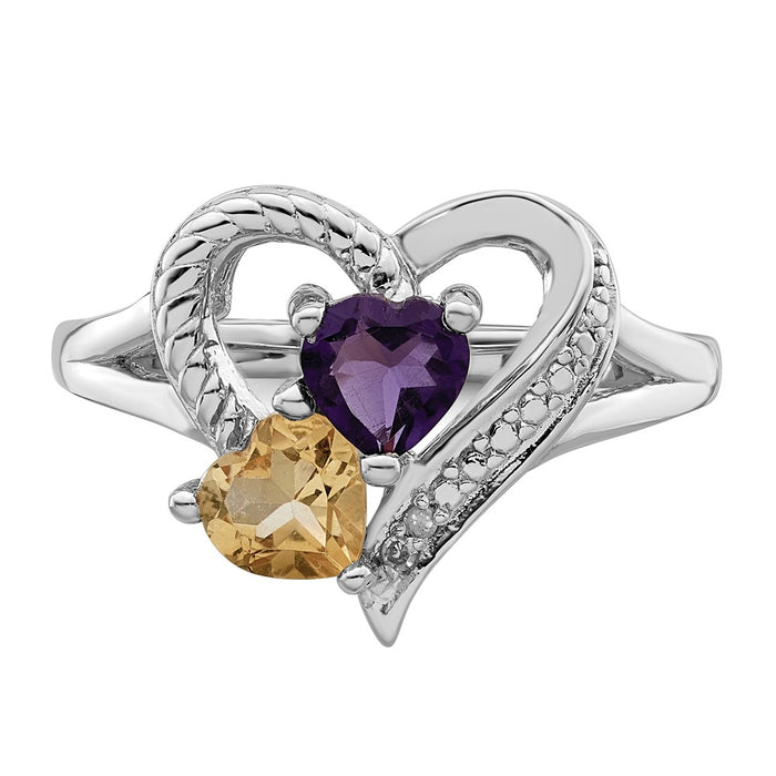 Exclusive Sterling Silver Rhodium-Plated Amethyst & Citrine Diamond Ring-4