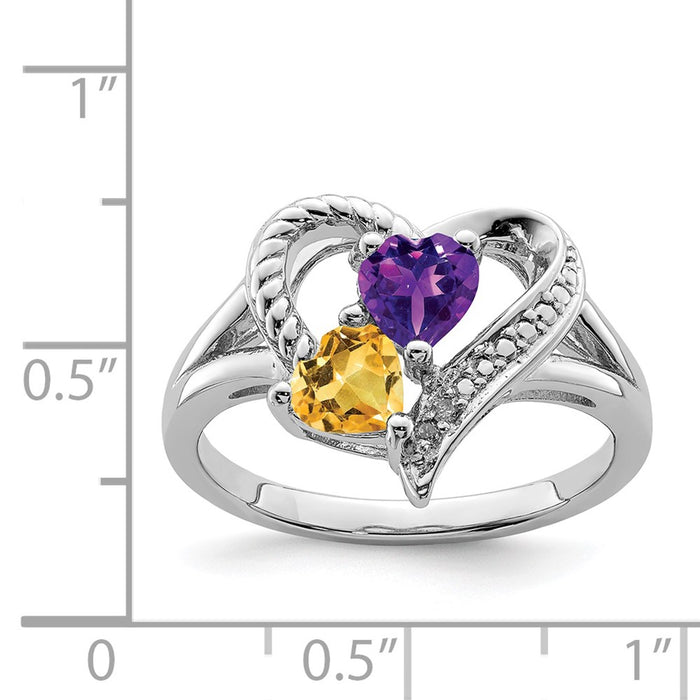 Buy Exclusive Sterling Silver Diamond Ring with Amethyst & Citrine - Affordable Luxury-3