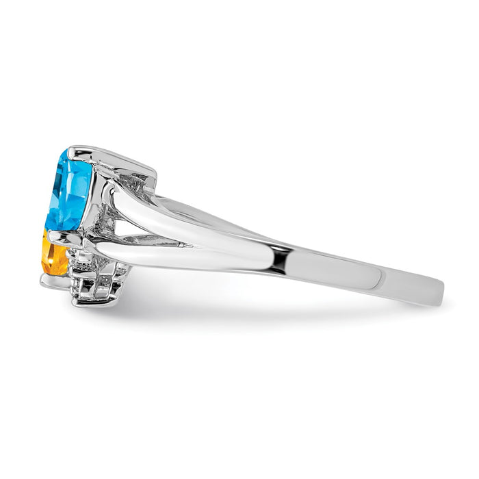 Exclusive 14K Gold Rhodium-Plated Blue Topaz & Citrine Ring - Stylish Value-3