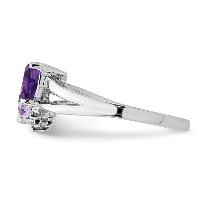 Exclusive Rhodium-Plated Sterling Silver Ring with Amethyst & Diamond Accents-3
