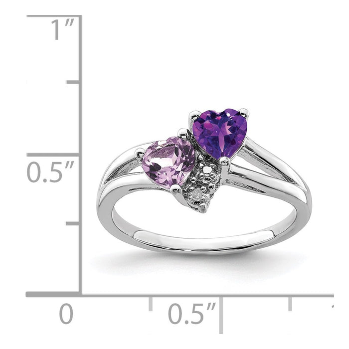High-Quality Rhodium-Plated Sterling Silver Ring with Amethyst & Diamonds | Stylish-4