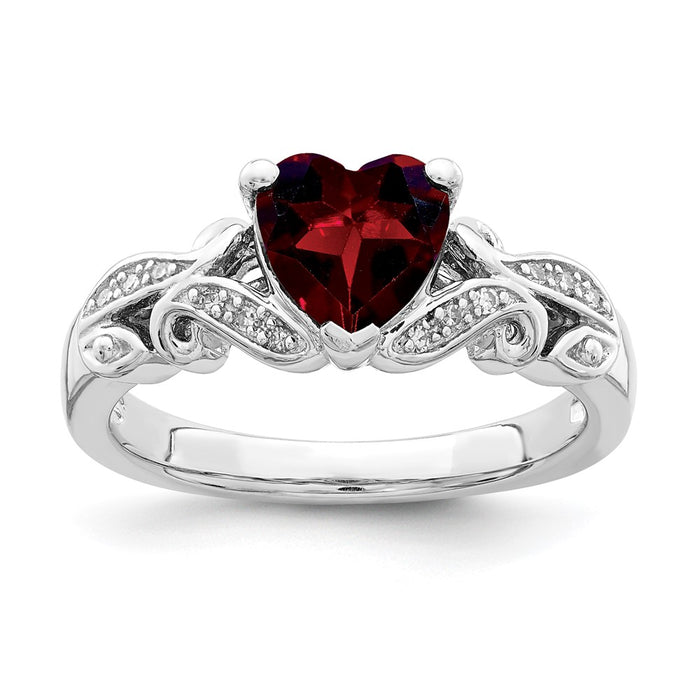 Exclusive Rhodium-Plated Sterling Silver Ring with Diamond & Garnet Accents-1