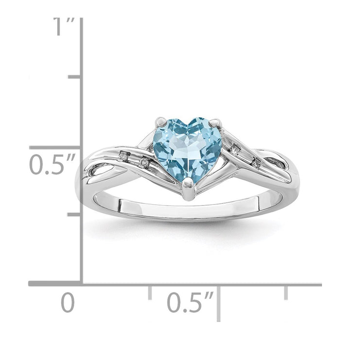 Buy Exclusive Rhodium-Plated Sterling Silver Heart Ring, Stylish Swiss Blue Topaz-3