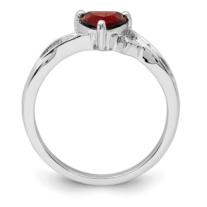 Buy Stylish Rhodium-Plated Sterling Silver Heart Ring with Diamonds & Garnets-2