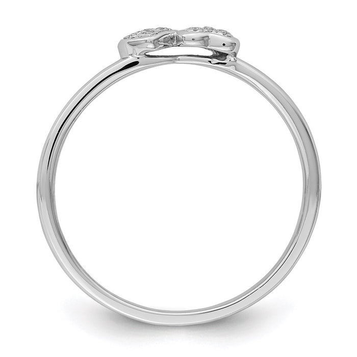 Buy Stylish Rhodium-Plated Silver Double Heart Diamond Stackable Ring-2