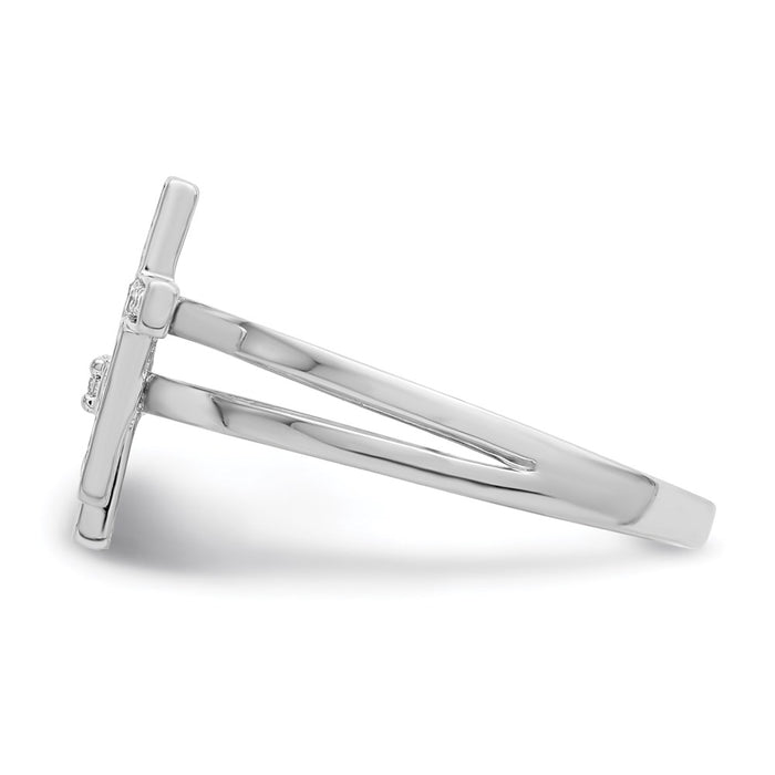 Buy Stylish Rhodium-Plated Sterling Silver Diamond Cross Ring - Affordable Luxury-3