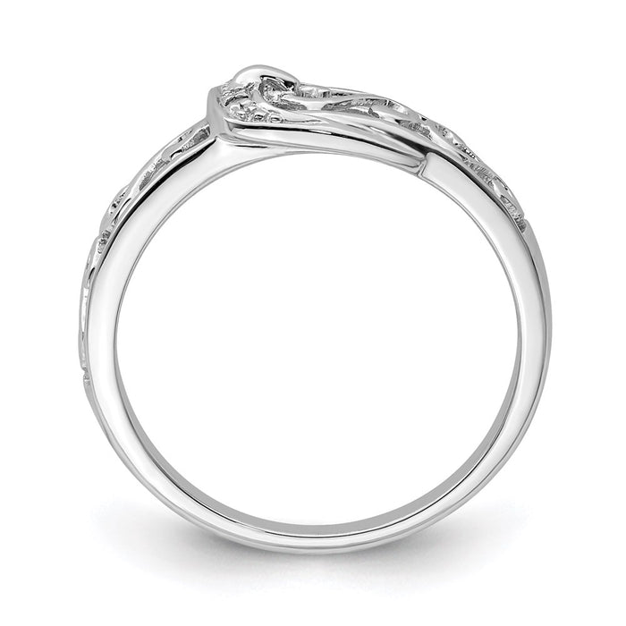 Shop Stylish Rhodium-Plated Sterling Silver Diamond Buckle Ring - Affordable Elegance-2