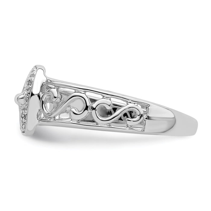 Buy Stylish Rhodium-Plated Sterling Silver Diamond Buckle Ring - Luxury Value-3