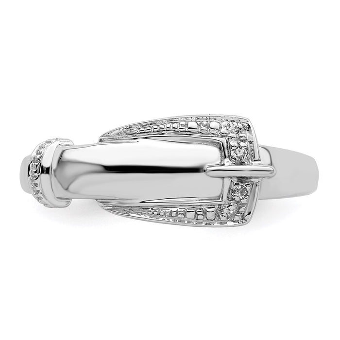 Buy Stylish Rhodium-Plated Sterling Silver Diamond Buckle Ring - 14K Luxury-4