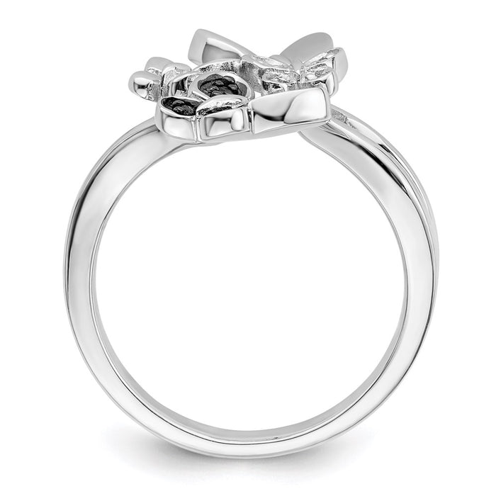 Buy Exclusive Sterling Silver Butterfly Ring with White & Black Diamonds - Affordable Luxury-2