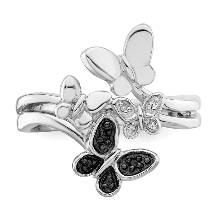 Buy Exclusive Sterling Silver Butterfly Ring with White & Black Diamonds - Affordable Luxury-4