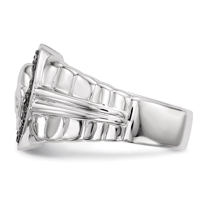 Buy Exclusive Men's Oval Skull Ring - Sterling Silver, Rhodium, Black Diamonds-3