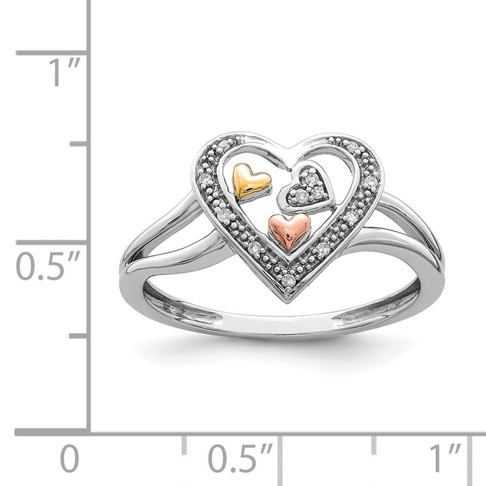 Shop Exclusive Sterling Silver Diamond Ring with Gold & Rose Gold Accents-3