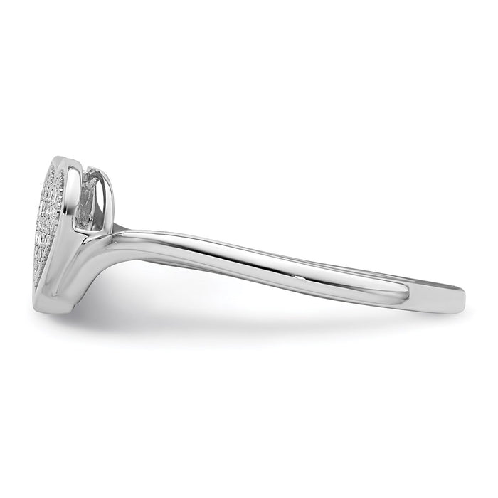 High-Quality Rhodium-Plated Sterling Silver Heart Ring with Diamond Accents-3