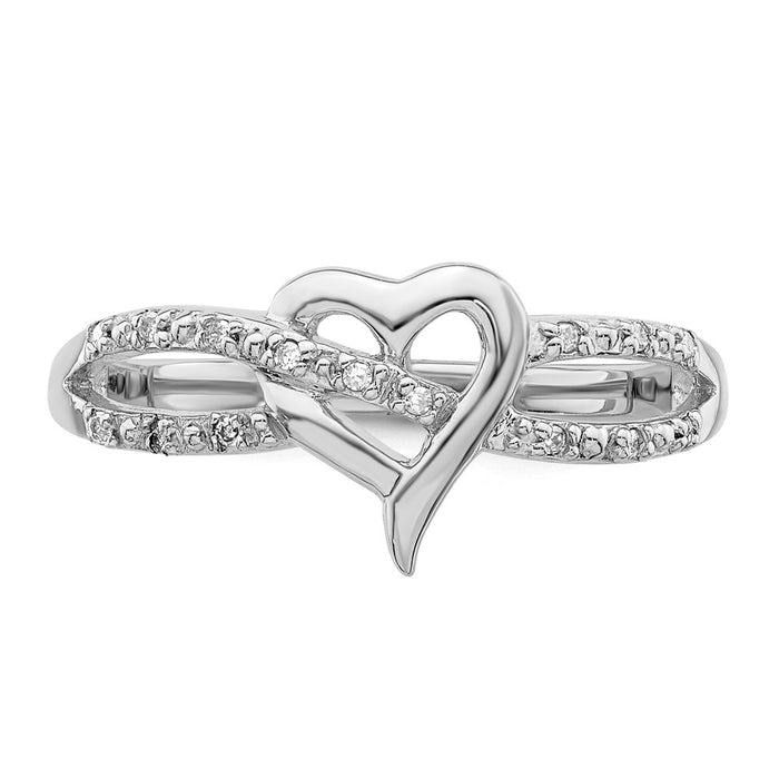 Buy Stylish Rhodium-Plated Sterling Silver Heart Ring with Diamond Accent-5