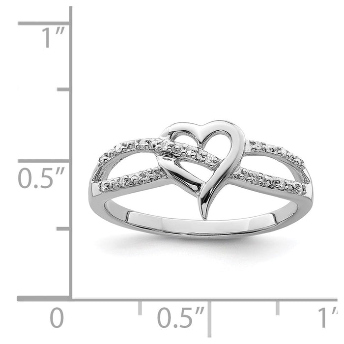 Buy Stylish Rhodium-Plated Sterling Silver Heart Ring with Diamond Accent-4