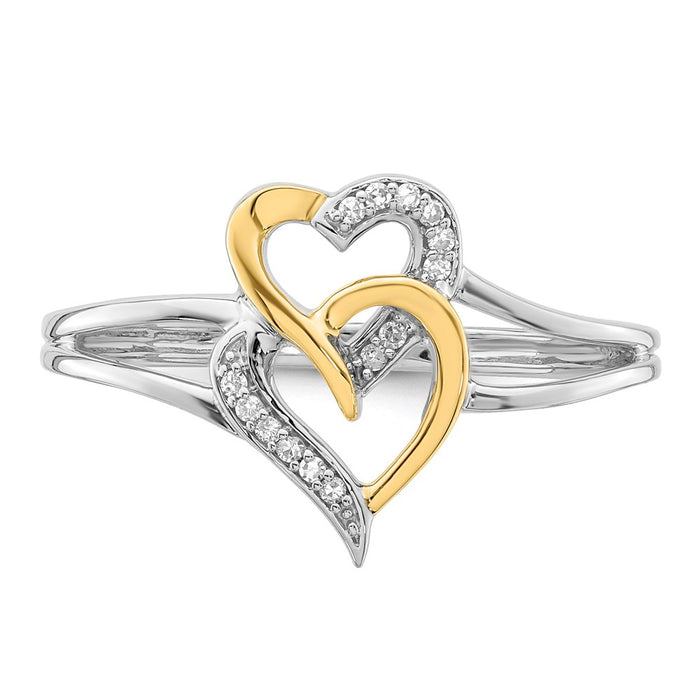 Shop Exclusive 14K Yellow Gold & Rhodium-Plated Diamond Heart Ring - Stylish-5