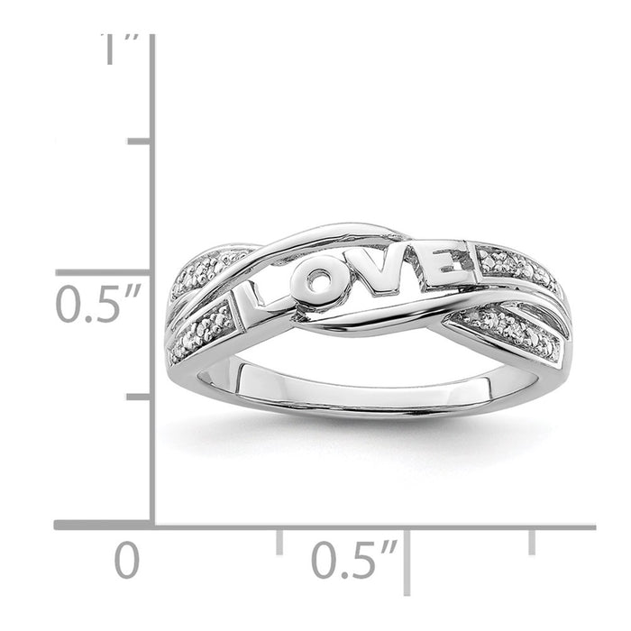 Shop Exclusive Rhodium-Plated Sterling Silver Diamond "LOVE" Ring - Stylish Value!-4