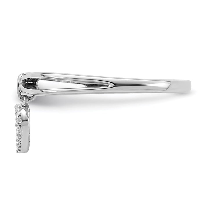 Shop Exclusive Rhodium-Plated Sterling Silver Diamond Heart Dangle Ring - Stylish & Affordable!-3