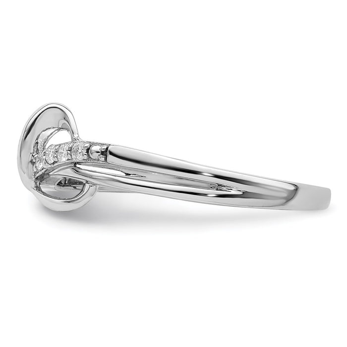 Shop Stylish Rhodium-Plated Sterling Silver Heart Ring with Diamond Accent-3