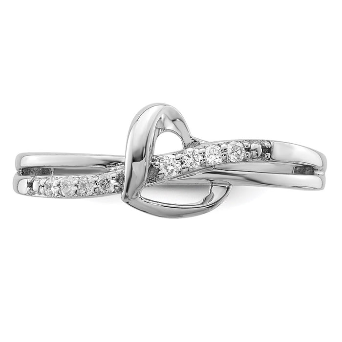 High-Quality Rhodium-Plated Sterling Silver Diamond Heart Ring | Stylish Value-4