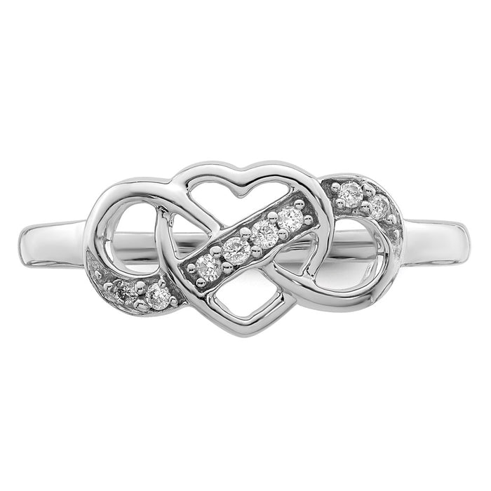 Buy Exclusive Rhodium-Plated Sterling Silver Heart Ring with Diamond Accents-4