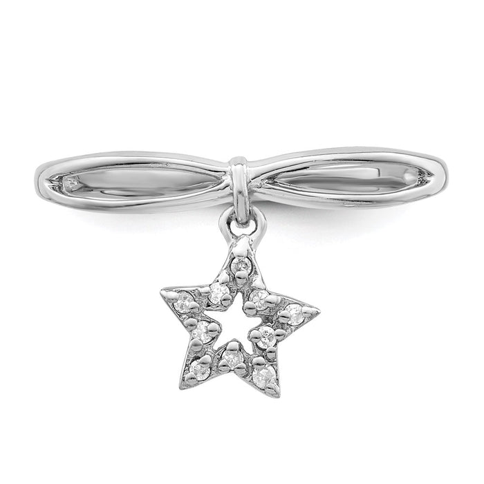 Shop Rhodium-Plated Sterling Silver Diamond Star Dangle Ring - Stylish & Affordable!-4