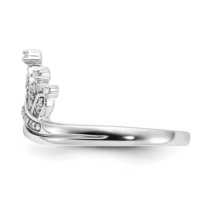 Shop Stylish Rhodium-Plated Sterling Silver Diamond Crown Ring - Affordable Elegance-3