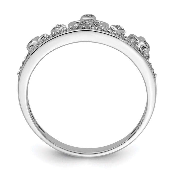High-Quality Rhodium-Plated Sterling Silver Diamond Crown Ring | Stylish Value-2